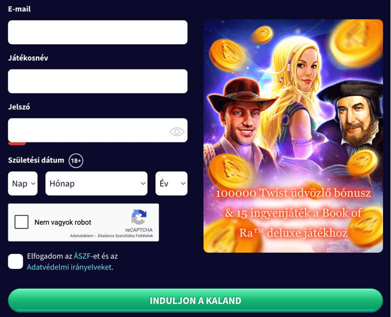 Registration at Gametwist casino